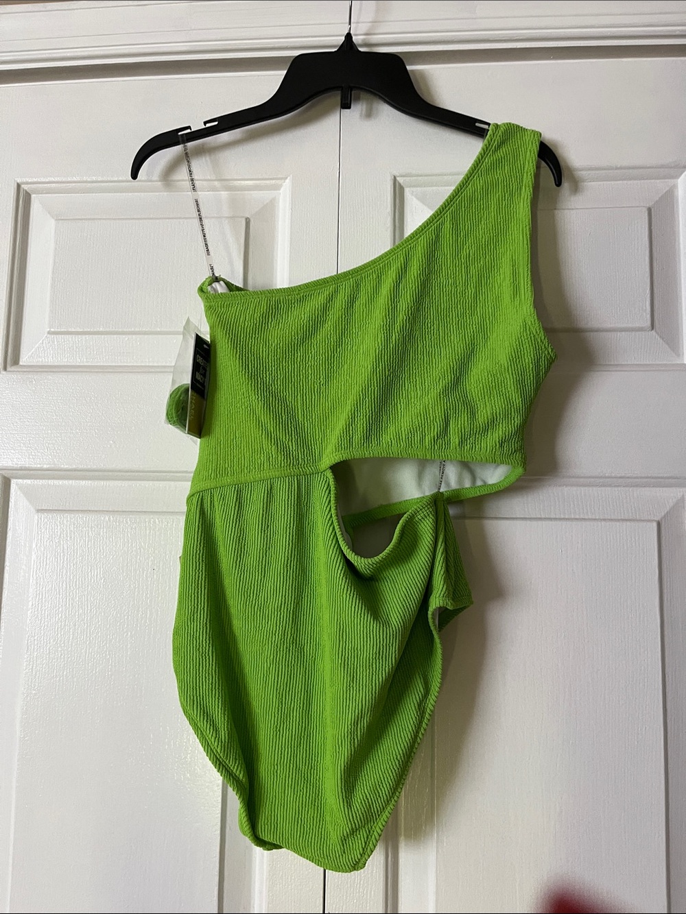 NWT Women’s Green One-Shoulder Cutout One-Piece Swimsuit by Michael Kors Size 12 - Picture 4 of 7